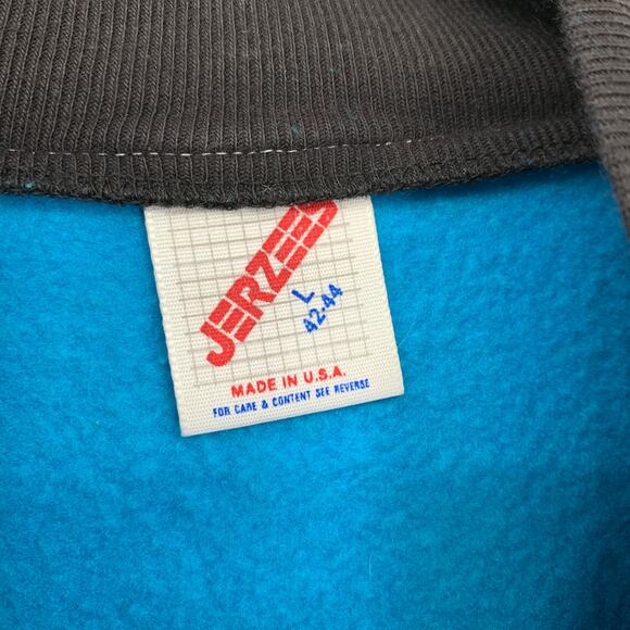 Vintage 80s Dee Bee Suede Applique Double Collared Sweatshirt Blue Sz Large - Picture 6 of 7